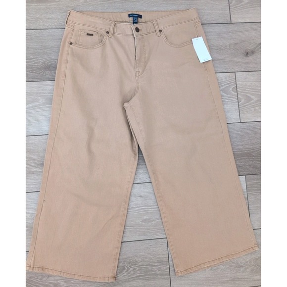 Isaac Mizrahi Denim - Isaac Mizrahi Live Tan Jeans Size 16P Wide Leg‎ NWT
